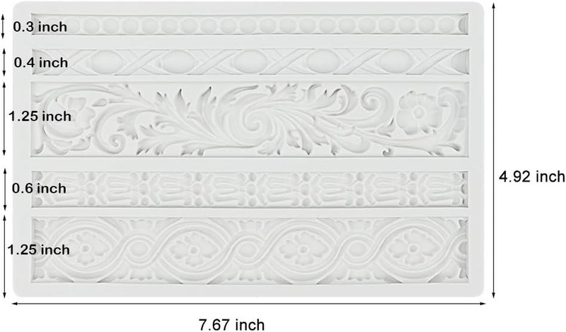 DIY Baroque Scroll Relief Cake Border Silicone Mold/Vintage Curlicues Fondant Mo gallery