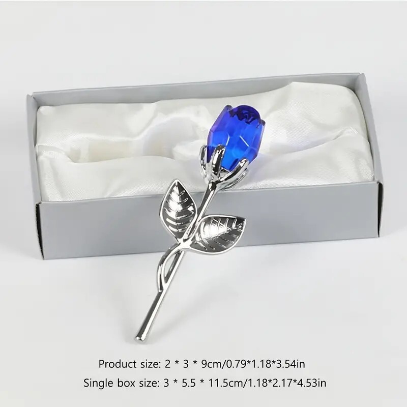 Figuras de vidrio en forma de rosa para decoración con caja de regalo gallery