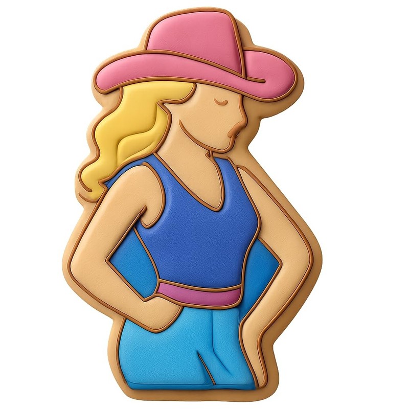 Neon Lights Cowgirl Cookie Cutter & Stamp, Fondant & Clay - 4x2.4 gallery