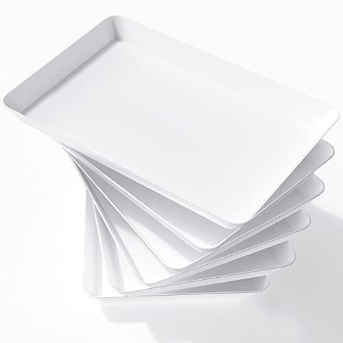Serving Tray Plastic for Party Supplies, 15" x 10" 15" x 10" (6pcs) White gallery
