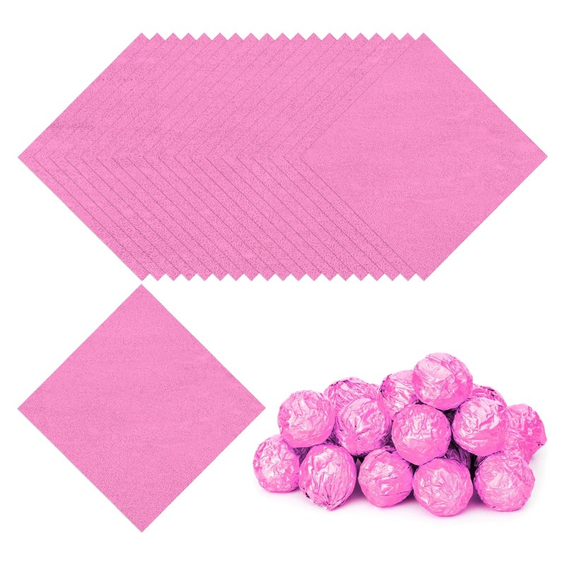 200 Pcs 3×3 Inch Foil Candy Wrappers Chocolate Wrapping Paper Dark Pink