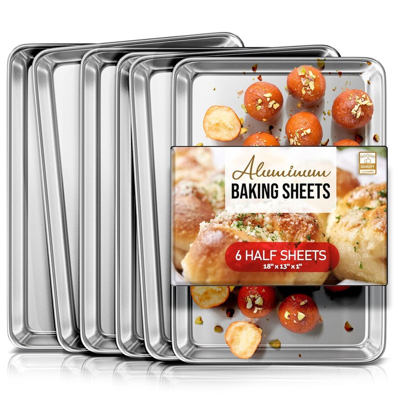 Eatex Aluminum Baking Sheet Set 6 Pack Cookie Sheet Set 18 X 13 Steel Baking