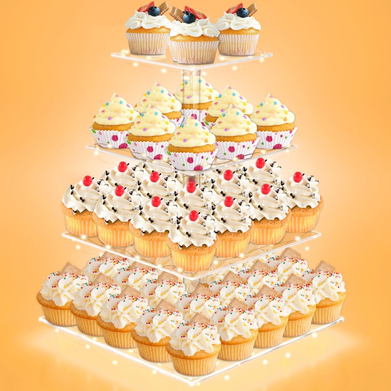 Cupcake Stand with Lights, 4 Tier Cupcake Holder, Light Up Cupcake Stand for ... gallery
