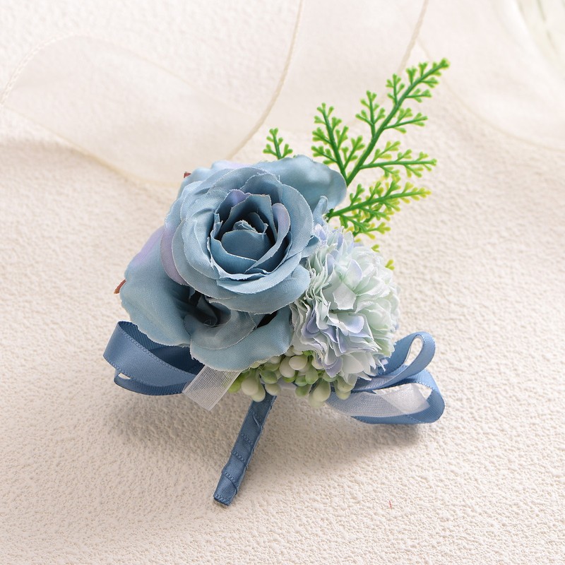 2-Pack Boutonnieres for Men, Artificial Rose Men Boutonnieres [Dark Blue] gallery
