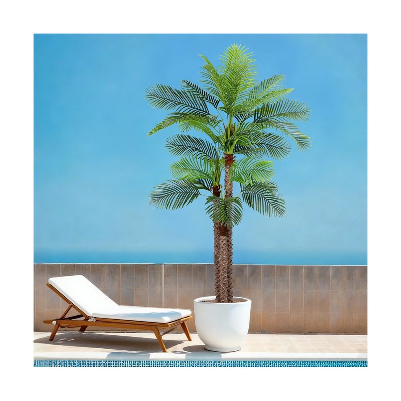 9ft Large Artificial Palm Tree for Outdoors Faux Triple Phoenix Palm with 31 ... gallery