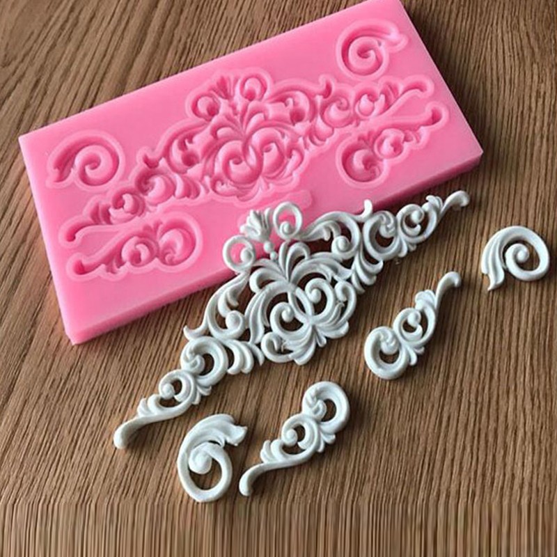 LACE Mold Baroque Style Curlicues Scroll Lace Fondant Silicone Mold Cake Border gallery