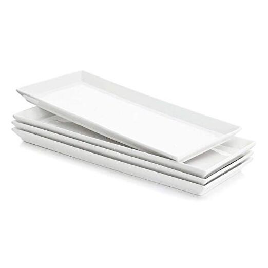 702.101 Rectangular Porcelain Platters, Serving Trays for Parties – 13.8 White