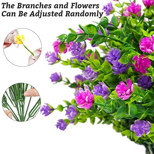 24 Bundles Artificial Fake Flowers Outdoor, 6 Styles UV 24pcs Mixed Color gallery
