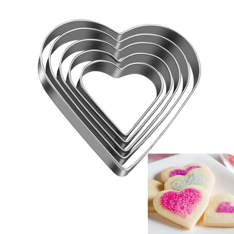 Love Heart Cookie Cutter Set Pack of 5 Valentines Day Heart Biscuit Cutter fo…