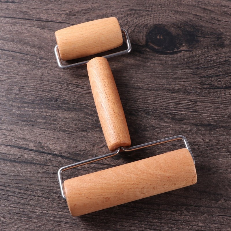 T Shape Wooden Rolling Pin Baking Dough Roller for Pasta Cookies Pizza 19x7.5 cm gallery