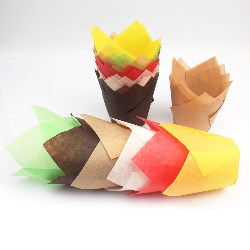 Cupcake Liners Cup Paper Tulip Baking Wrapper Case Cake Muffin Cup Box 10/25/50X gallery