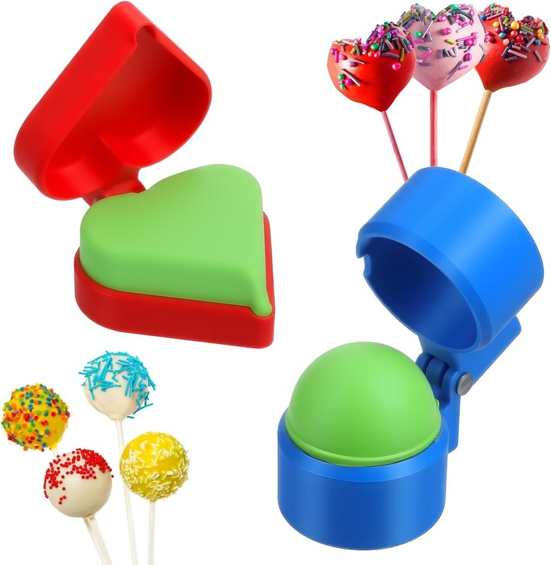2 Pcs Cake Pop Molds Shapes Press Set 3d Printed Heart and Round Cake Pop