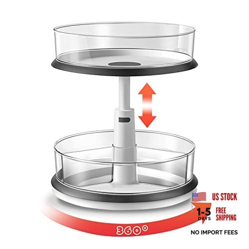 2 Tier Lazy Susan Organizer Clear Turntable for Cabinet Bathroom Countertop