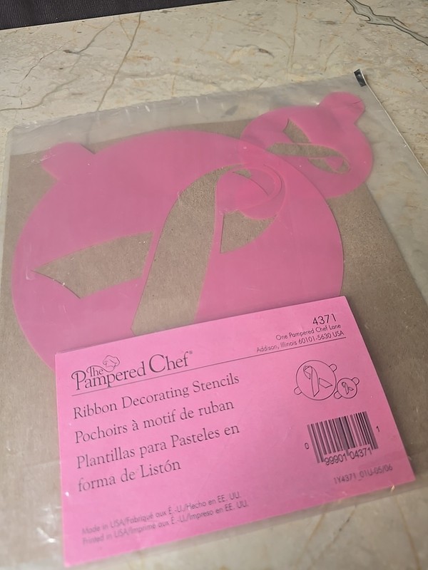 2 Pack Pampered Chef Support Awareness Ribbon Stencil Decorating RETIRED #4371 gallery