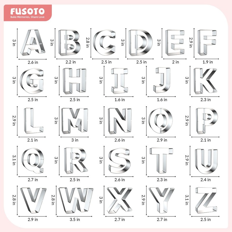 FUSOTO 26PCS Alphabet Letters Cookie Cutters Set, DIY Alphabet Cake&Cookie, S... gallery