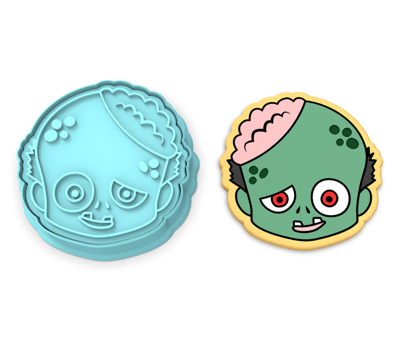Zombie Face Cookie Cutter & Stamp 2| Halloween Monster Ghost Ghoul Brains Blood