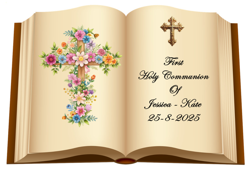 First Holy Communion Bible Edible Cake Toppers –Icing – Holy Communion Toppers