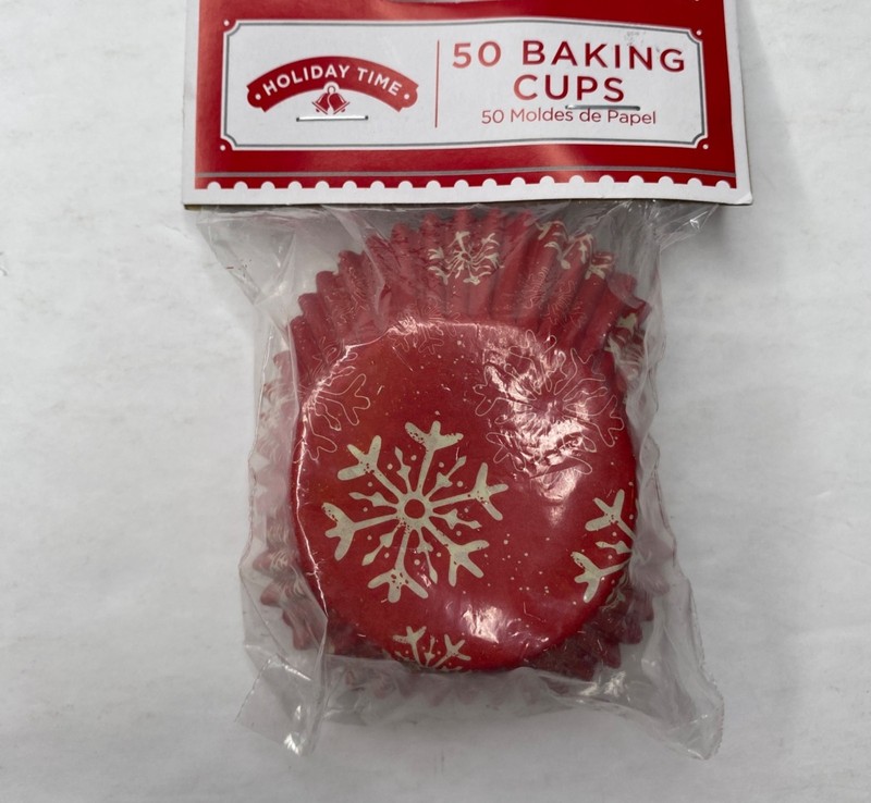 Holiday Time Bake Fresh Baking Cups White Red Snowflake Santa Stop Here Paper gallery