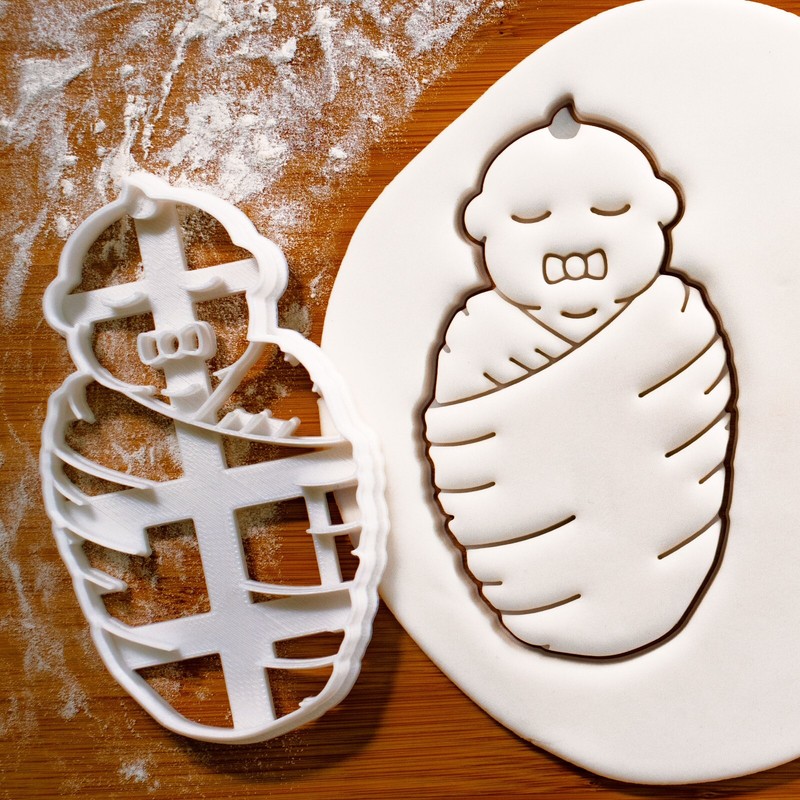Stork Bird & Swaddled Baby Cookie Cutters - baby shower, celebrate newborn birth gallery