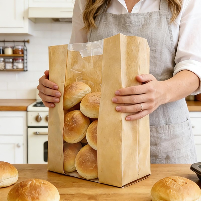 16x10x5 inch Extra Large Paper Bread Bags for Homemade Bread with Window & St... gallery