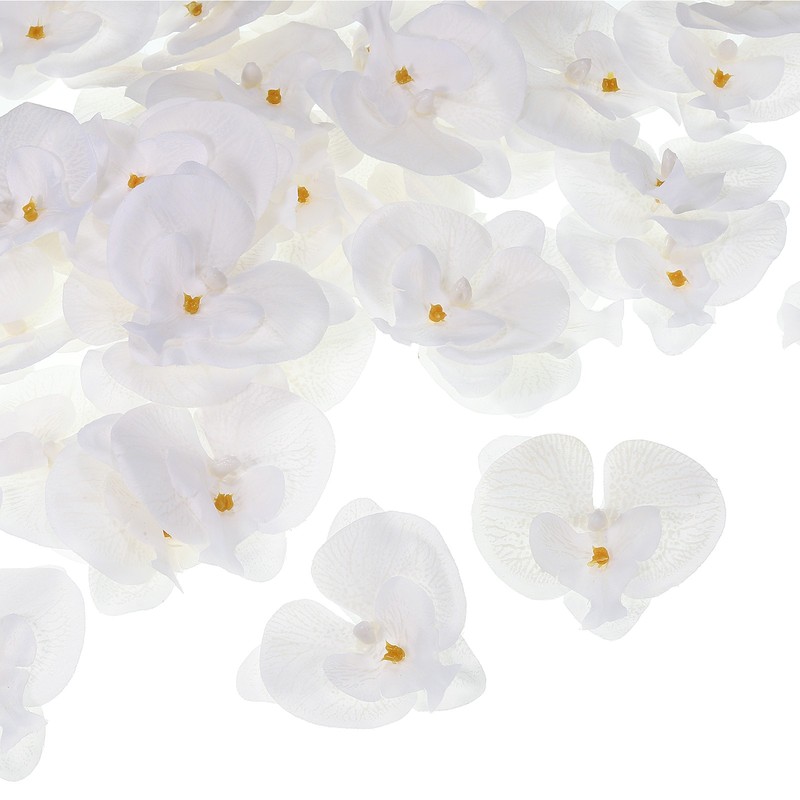 80Pcs 2.8″ Artificial Silk Butterfly Orchid Flower Heads for DIY, Pure White