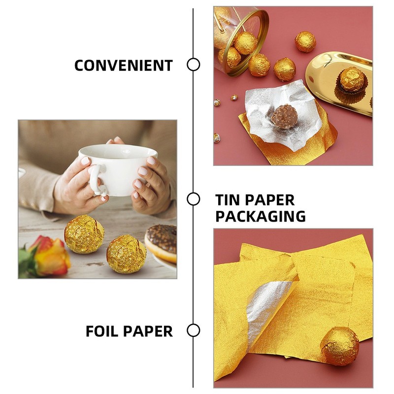 200Pcs Golden Foil Candy Wrappers Aluminum Foil Sheets for Party Gift Packaging gallery