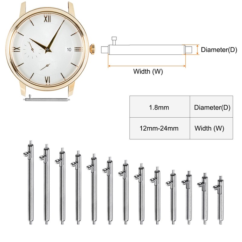 12pcs quick release pins 15mm 1.8mm stainless steel for watches gallery