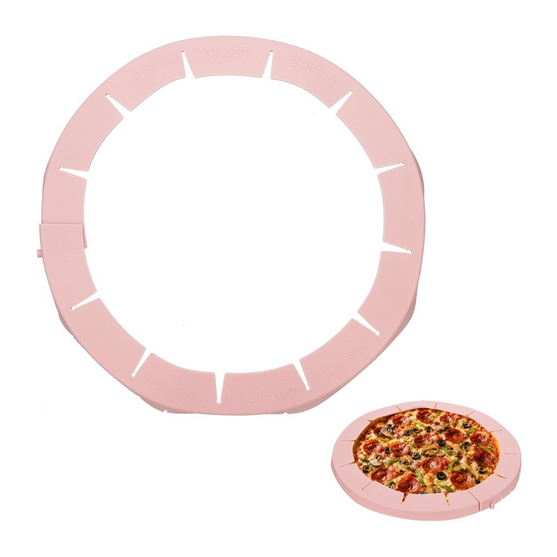 Adjustable Silicone Pie Crust Shields, Crust Edges Protectors, Pink