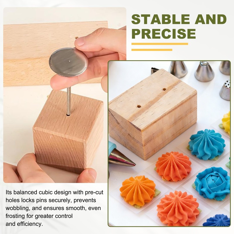 3 Pcs Wood Flower Nail Holder, 2.36" H 1 Hole, Wood Color gallery