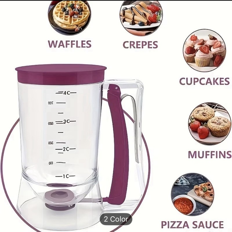 Plastic Batter Dispenser, Easy Grip, Wide Mouth, Clear/Purple/Black/Pink, 18.5cm