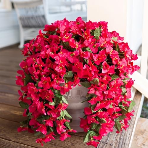 Faux Bougainvillea Artificial Flowers Plants for Outdoors Outside Hot Pink