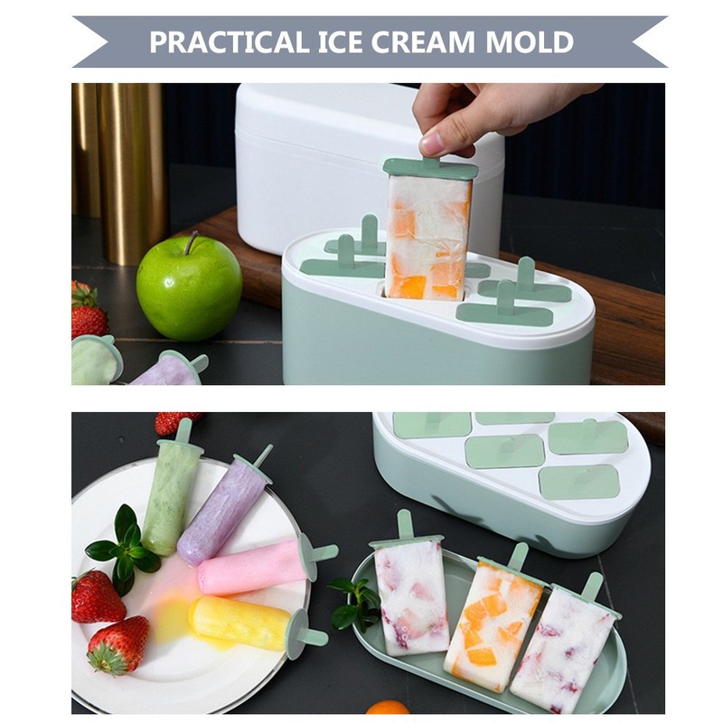 Reusable Ice Cream Mold Green PP Material Easy to Use and Clean for Home Use gallery