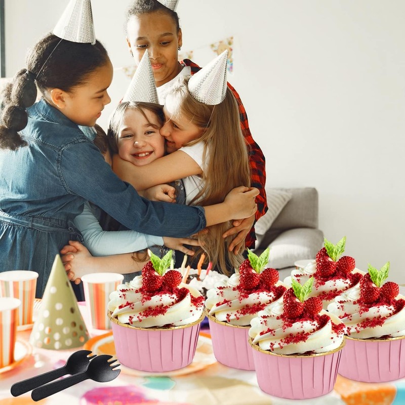 Cupcake Liners with Lids 50 Pack, 5oz Large Foil Cupcake Cups Muffin Tins,Dis... gallery
