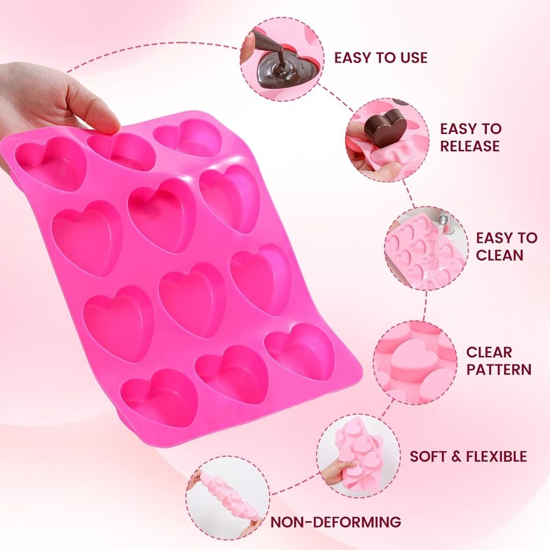 Heart-Shaped Silicone Chocolate Molds - Set of 2 Non-Stick Candy Heart Molds ... gallery