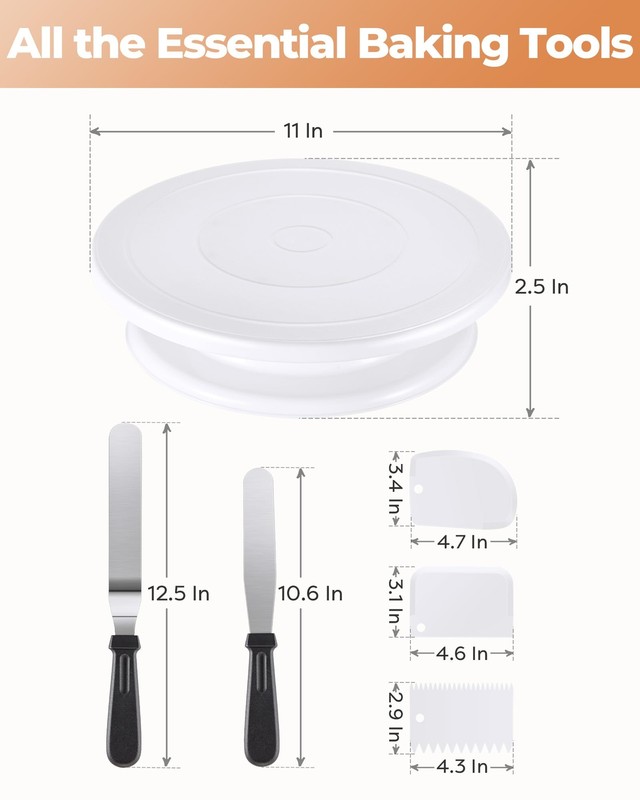 Cake Decorating Kit Baking Supplies Cake Turntable with 2 Frosting Straight Angl gallery