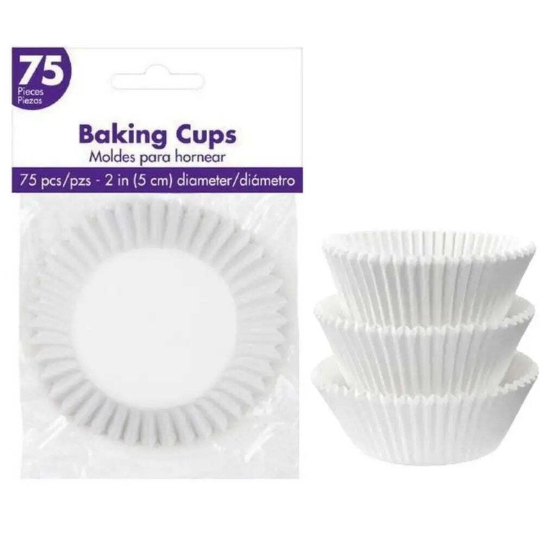 White Cupcake Cases 5cm 75pk Muffin Baking Cups Patty Pans Liners Cake Decor