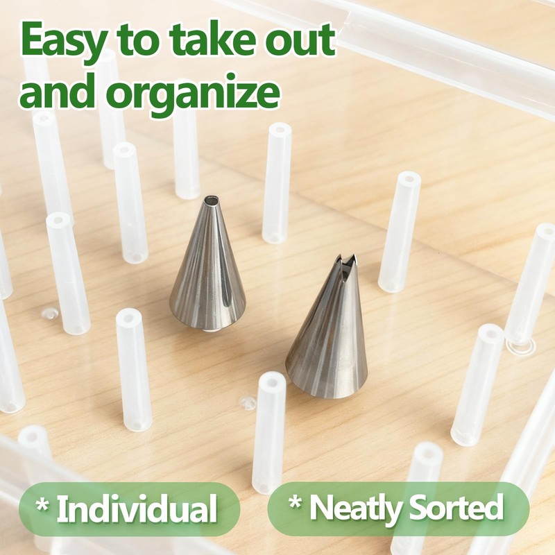 Piping Tip Organizer Storage Box (2 Packs), Upright Tip Holder with Secure Lo... gallery