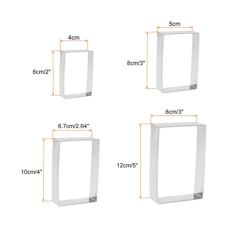 Rectangle Cookie Cutter Set Assorted Sizes Stainless Steel Geometric Cutters gallery