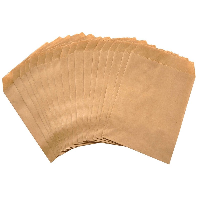 100 Pack 3″x5″ Brown Flat Kraft Paper Bags for Bakery Cookies Treat Party Favor