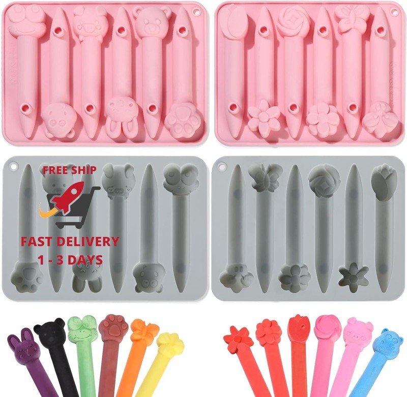 Paquete de 4 moldes para crayones, moldes reciclados de crayones, surtidos