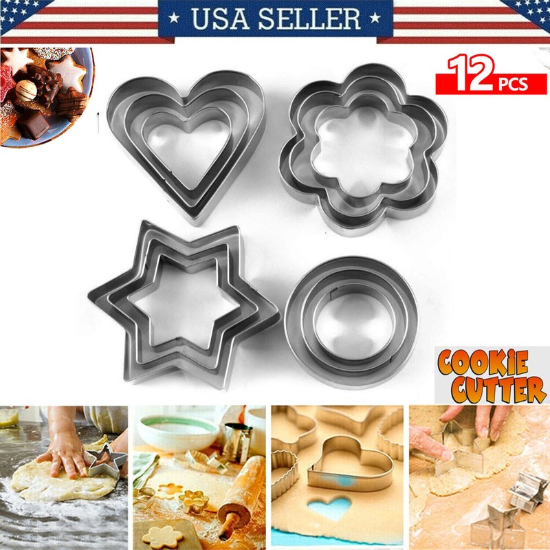 Assorted Shape Pastry Cutters Cake Cookie Biscuit Cutter Set Baking Mold – 12pcs