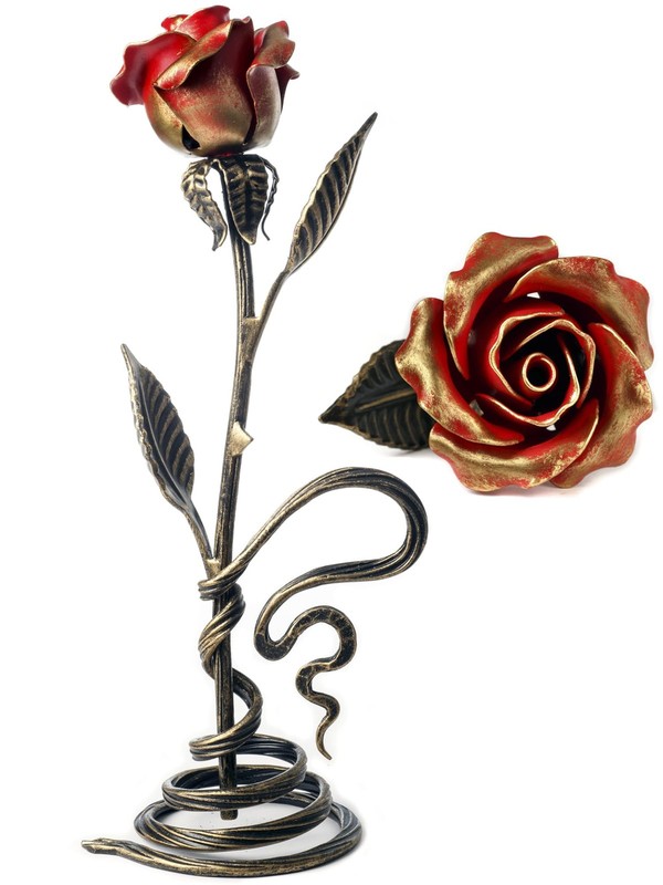 Metalart Red Iron Rose – 6Th Aniiversary Flower For Her –