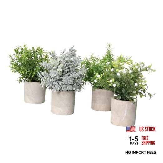 4 Pack Artificial Plants Office Bathroom Desk Decor Artificial Topiaries