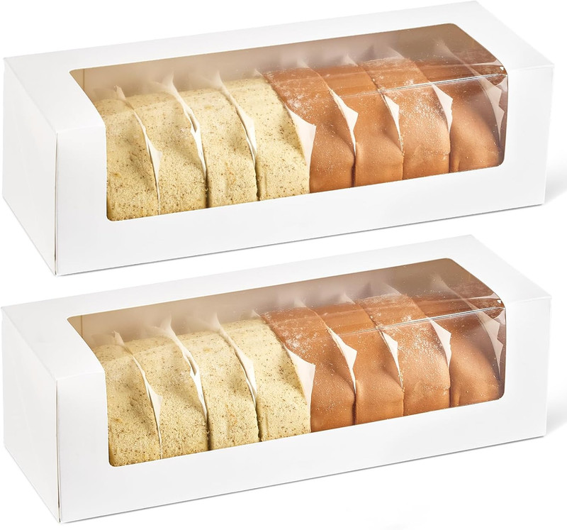 Roll Cake Boxes 12X4X3.5 Inches, 24 Pack Auto-Popup Rectangle White Bakery Pastr gallery