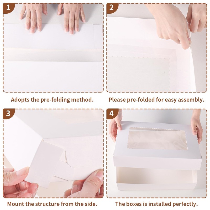 12pcs 14x10x4in Cake Boxes White Bakery Box Quarter Sheet Cake boxs with Wind... gallery