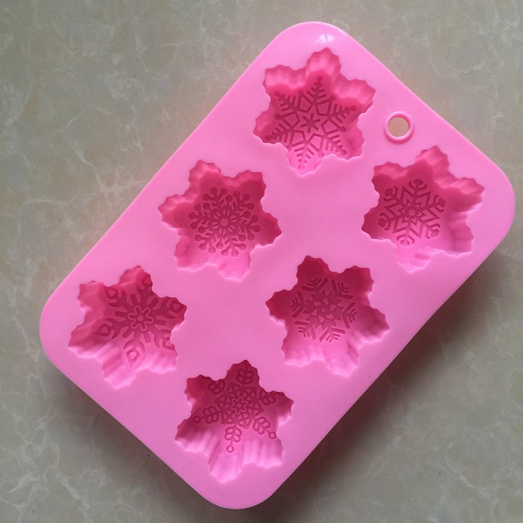 2pcs 6-in-a-row snowflake silicone cake mold handmade soap mold gallery