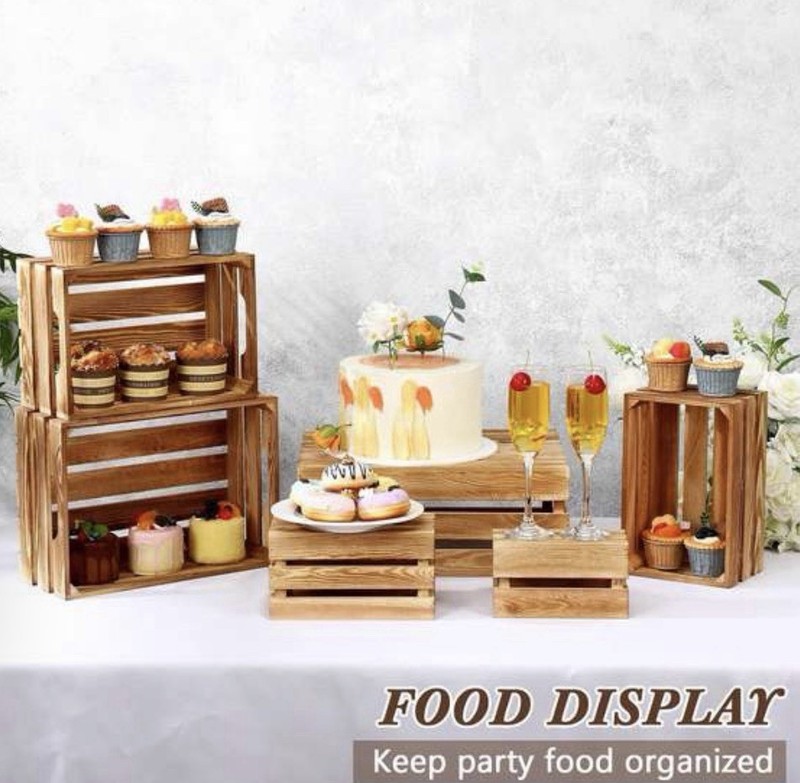 6 Pcs Decorative Wood for Display Rustic Nesting Crates with Handle Farmhouse gallery