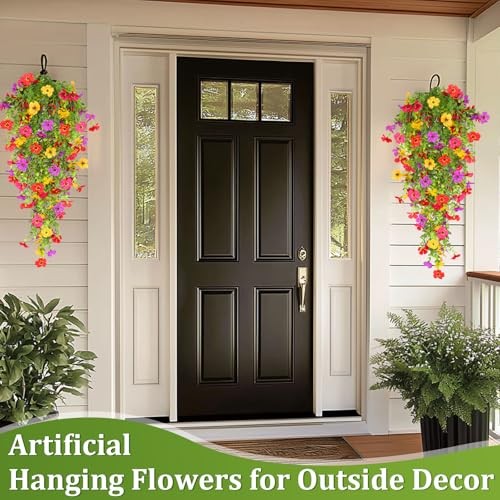 4 Pcs Artificial Flowers for Outdoors Spring Decoration, Fake Mixed Color gallery