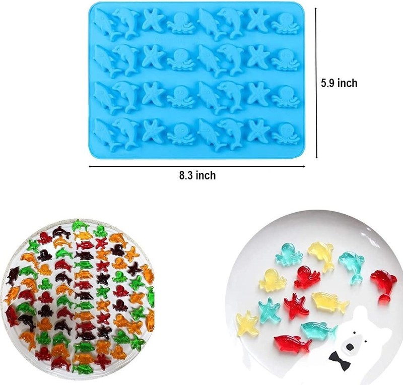 BPA-Free Mini Silicone Gummy Molds for Chocolate & Candy - 3 Pack with Droppers gallery
