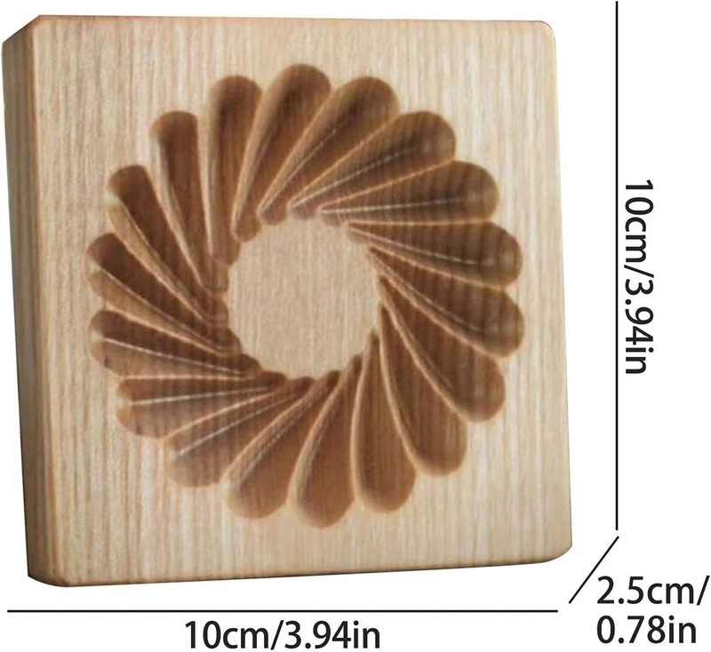 Carved Wooden Rotary Cookie Mold Rotary Flower-C for Springerle Marzipan Pryanik gallery